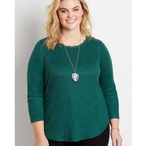 Lace Trim Ribbed Tee